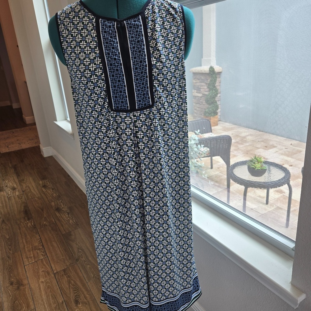 Max Studio Shift Dress Womens Size Medium Multicolor Dual Print Sleeveless
